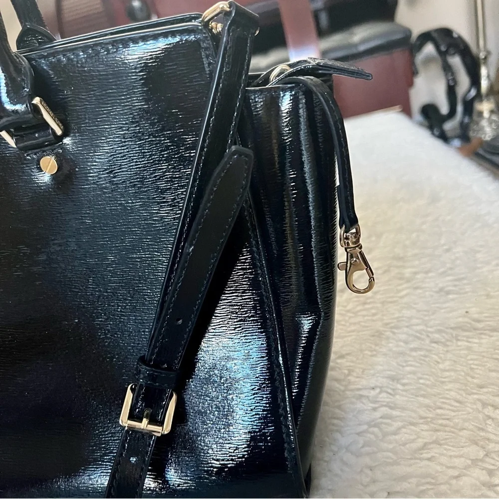 Michael Kors Avril Black Patent Leather Satchels/Shoulders Bag